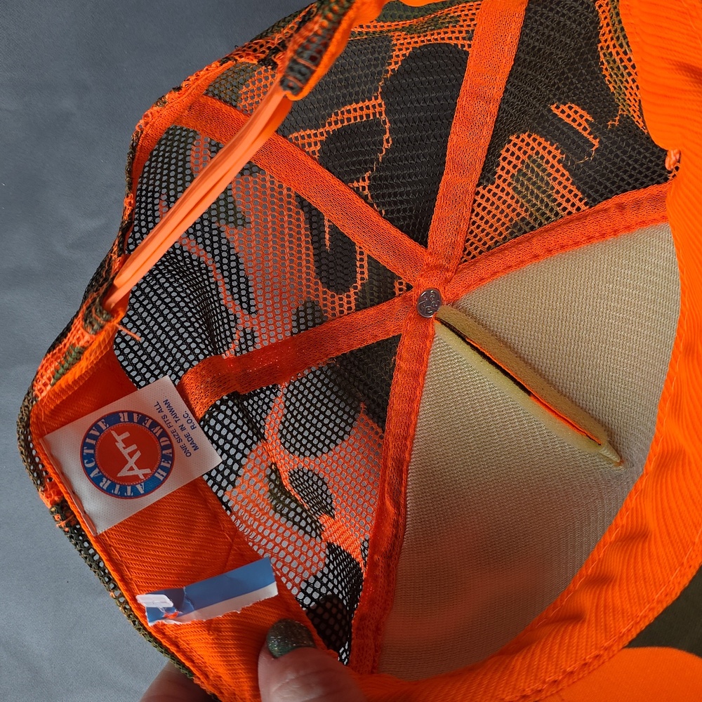 Industrial Tire Corp Orange & Olive Camo Trucker Hat NEW!! - Picture 4 of 5